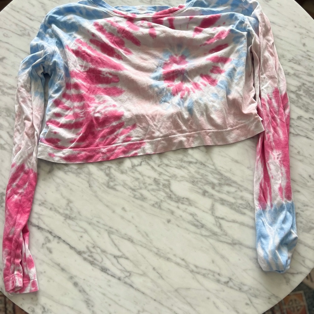 Splendid Red Pink Tie Front Crop T Shirt
